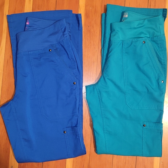 healing hands Pants - Womens XS Purple Label Yoga by Healing Hands Scrub Pants Royal Blue Teal Bundle
